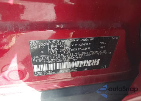 2019 Toyota Rav4 Le из США, поврежденный, VIN 2T3H1RFVXKW041578